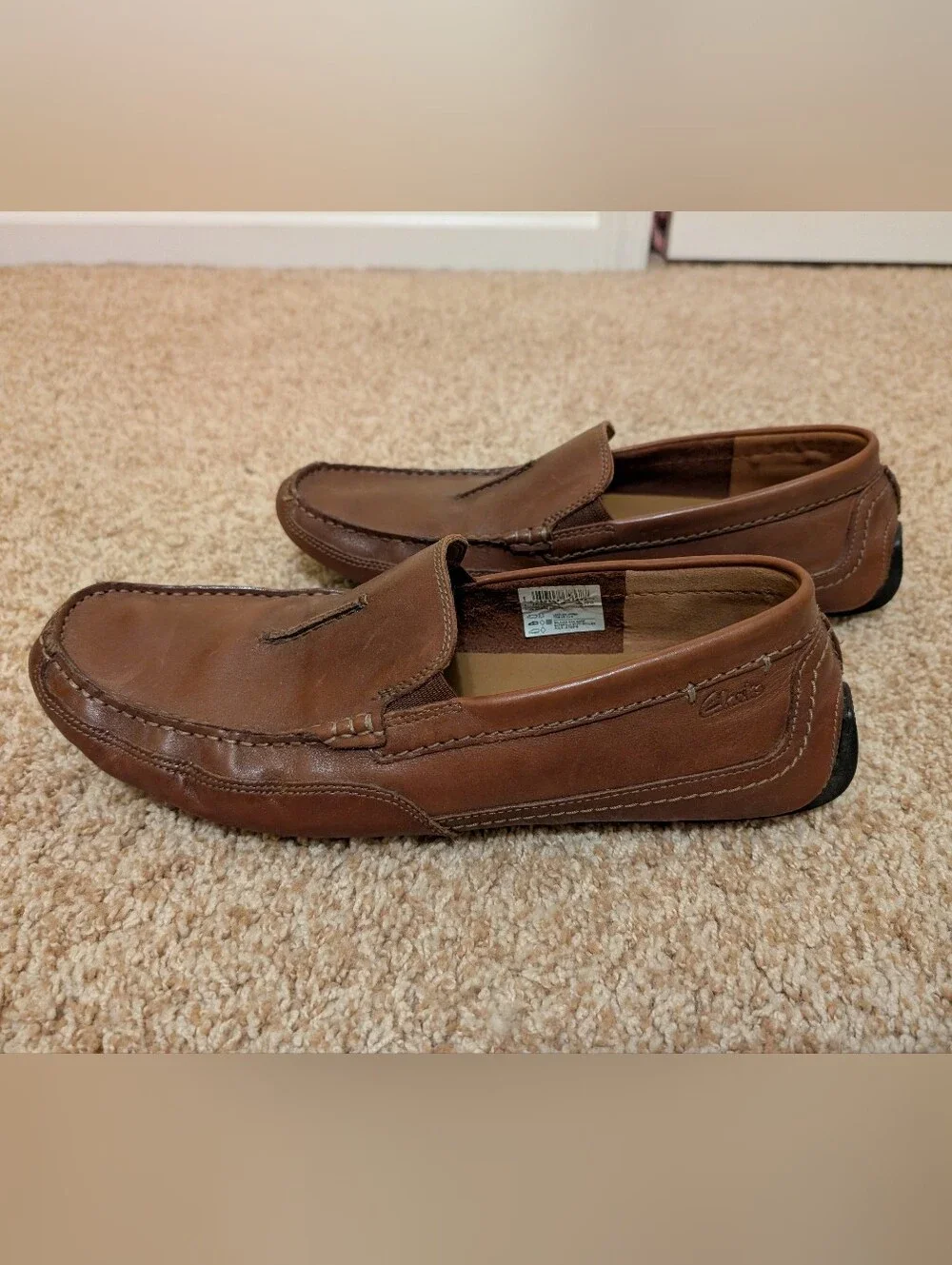 Clarks Men's Brown Leather Slip-On Loafers
